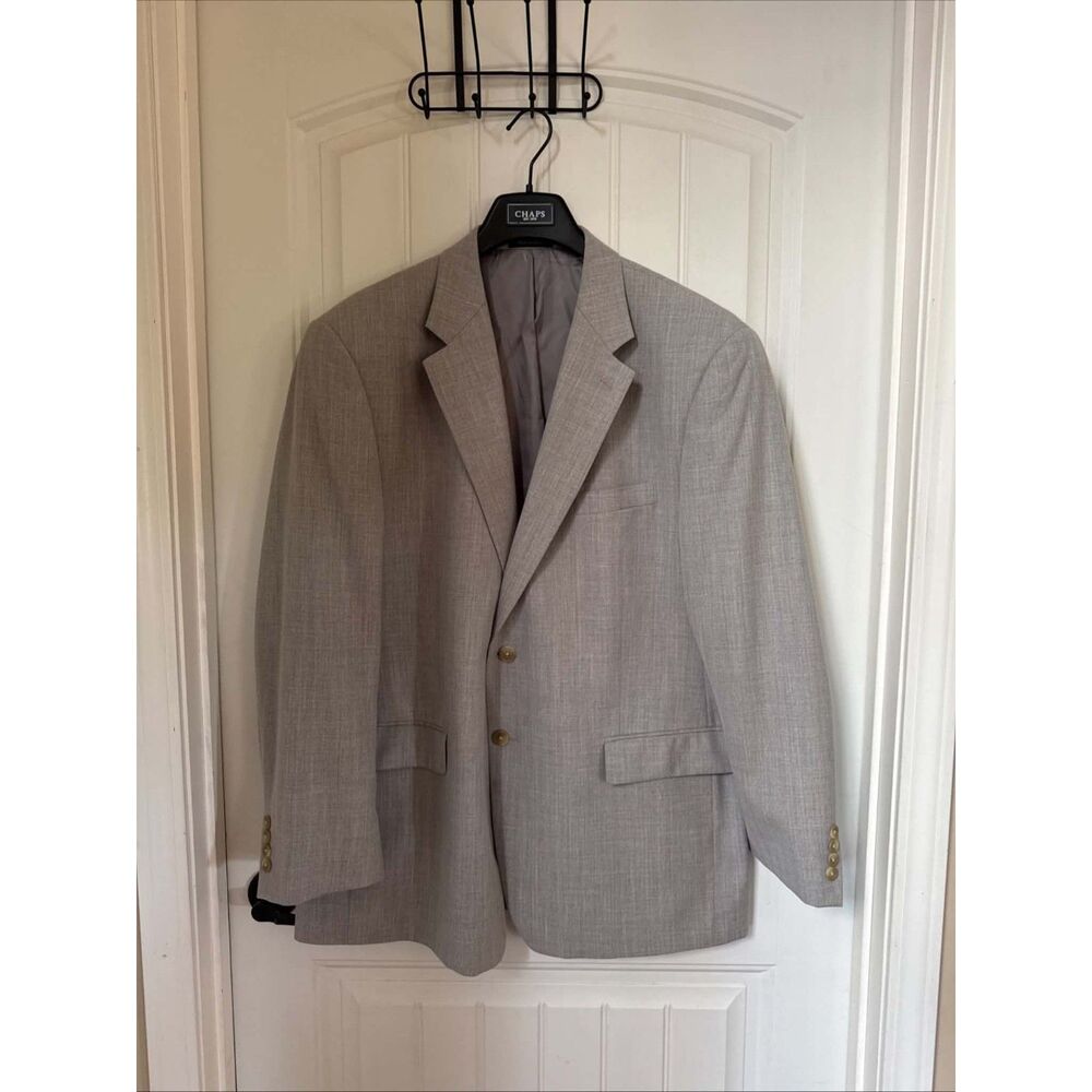 CHAPS Mens Gray CLASSIC FIT 2-Button Suit Jacket Sport Coat Blazer SIZE 46R